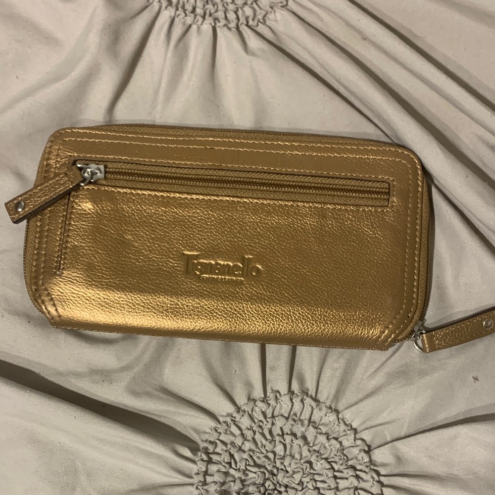 Tignanello Gold Metallic Leather Wallet